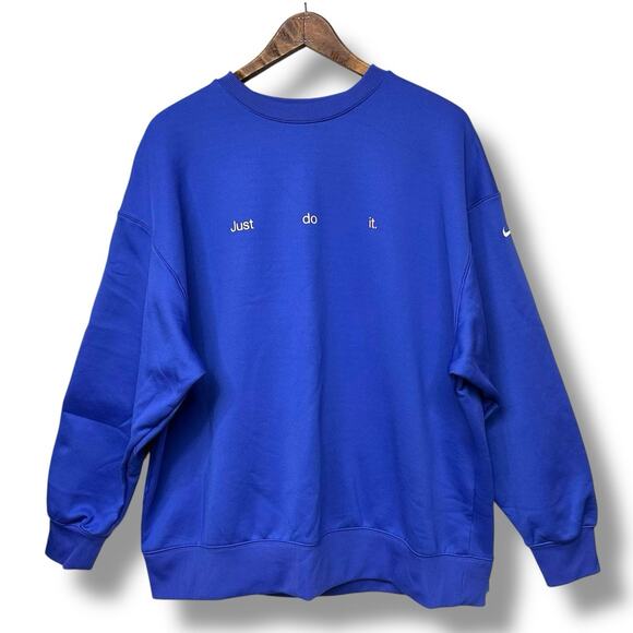 Nike Sweatshirt Therma-FIT Fleece Just Do It Training Top Purple Blue Womens L - Picture 1 of 11
